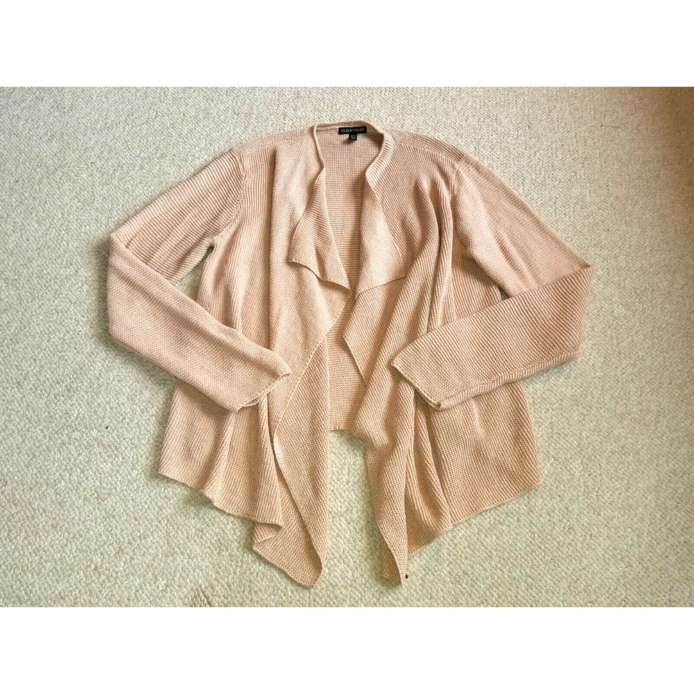 Light Taupe Open-Front Draped Women's Sweater Cardigan